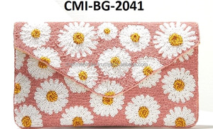 2024 dernière conception embrayage à glissière accessoires de mode personnalisables pour soirée double poignée chaînes brodées perlées - Product Image 5