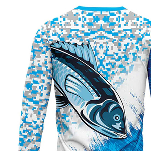 เสื้อตกปลาผู้ชายแบบแห้งเร็ว ราคาโรงงานพรีเมียมใหม่ ผลิตอย่างมืออาชีพ เสื้อตกปลาโพลีเอสเตอร์น้ำหนักเบา พิมพ์ลายแบบซับลิเมชั่น - Product Image 5