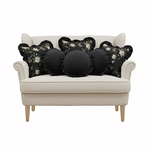 SOGA Ensemble de 6 housses de coussin brodées vintage 45 cm carrées noires avec bordure Lotus noir et accents papillon - Product Image 1