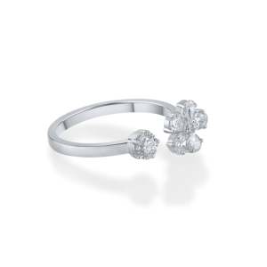 Purecarat <b>Open</b> Floral Geometric Minimalistic Multi-Stone Diamond <b>Ring</b> - Product Image 5
