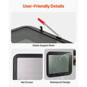 Ventana tintada para RV con anillo de embellecimiento para mosquitera, 30 pulgadas de ancho x 20 pulgadas de alto, compatible con paredes de 1 1/4 pulgadas y 1 13/16 pulgadas de grosor, accesorio para ventana de RV - Product Image 5