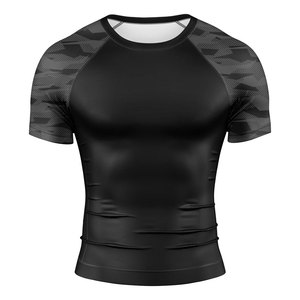Chemise de compression pour homme à manches courtes, coupe ajustée, confortable, logo personnalisé, noire, séchage rapide, polyester, douce, respirante, haute performance - Product Image 1