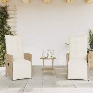 Conjunto de Bistro de 3 Piezas en Poliratán Beige con Cojines, Muebles de Patio - Product Image 3