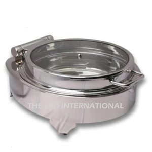Modern Luxury <b>Set</b> of 2 Silver Color Stainless Steel Metal Dish round Shape Chafing Dish for Home or Hotel - Product Image 4