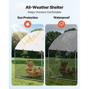 Grand poulailler métallique 9 x 25 x 6,6 pieds avec enclos pour poulets, couverture imperméable, structure robuste, toit en dôme - Cages pour animaux - Product Image 5