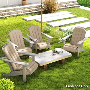 Ensemble de 4 coussins de chaise Adirondack beige à dossier haut avec attaches, mousse haute densité pour usage extérieur - Product Image 2
