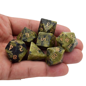 High quality stone dice Serpentine natural crystal reiki healing gemstones <b>Engraved</b> custom dice set Vikings crystal - Product Image 2