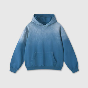 Wholesale Custom 420 Gsm Fleece 100% Cotton Embroidered Vintage Streetwear Zipper-Up Eco-Friendly <b>Men</b> Heavyweight Distressed - Product Image 3