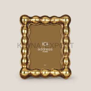 Indian Craftsmanship Aluminum <b>Metal</b> Brass Finished <b>Metal</b> Photo <b>Frame</b> Gingko Style Design - Product Image 2