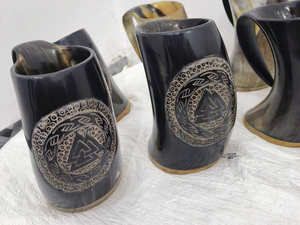 Mug en imitation corne de buffle antique, artisanal, décoration naturelle animale, poli, pour salle à manger viking, verre à boisson FAIZA CRAFT - Product Image 3