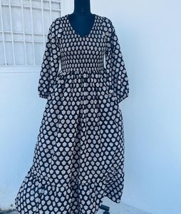 Women's Girls' Printed Pure Cotton Maxi <b>Dress</b> Indian Block Print Casual Summer <b>Evening</b> Party Trendy Wholesale Long Midi Bulk - Product Image 6