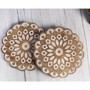 Dessous de plat en bois Mandala rond personnalisé pour casseroles et poêles porte-théières en bois de manguier tampons chauds décor de comptoir de cuisine décor à la maison - Product Image 4
