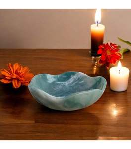 Bol de service poli en résine époxy - Qualité alimentaire, écologique, durable pour les fêtes, le stockage de salades et de fruits, vaisselle de table à domicile - Product Image 6