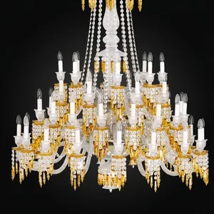 Lustre en cristal importé, 48 lumières, luxe, doré, pour hôtel, villa, maison - Product Image 3
