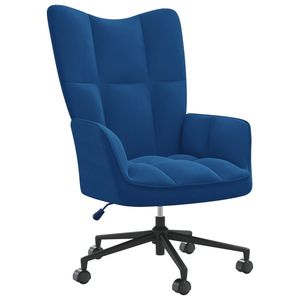 Silla de Oficina Relajante de Terciopelo Azul con Base de Acero Ajustable en Altura - Product Image 2