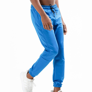 Men's Blue Elastic Waist Sweatpants Casual Knitted <b>Polyester</b> <b>Joggers</b> Drawstring Closure Side Pockets Breathable Spring Wear - Product Image 3