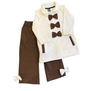 Conjunto de 2 Piezas de Invierno para Mujer, Chaqueta con Cuello Camisero y Pantalones con Lazo - Product Image 1