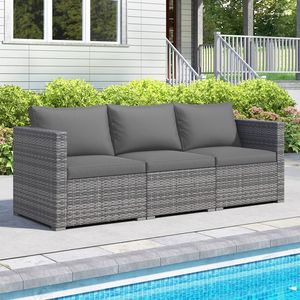 Set di divani componibili da patio in rattan PE, 3 pezzi, con morbidi cuscini - Product Image 6
