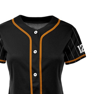 <b>White</b> Blue Baseball Jersey Short Sleeve Fitted Mesh Breathable <b>Button</b> Front Team Numbers Embroidery Left Sleeve Baseball Jersey - Product Image 4