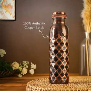 Juego de Botellas de Agua de Cobre de Lujo Moderno con Tapas, Diseño de Doble Pared, Acabado Martillado Borgoña, Ecológico, Vajilla Personalizada para Comer y Beber - Product Image 2