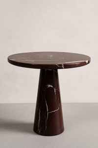 Table sur piédestal en marbre rouge |   Table d'appoint en pierre faite à la main, hauteur 20 pouces - Product Image 3