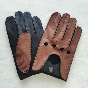 Gants de conduite en cuir de chèvre et de daim pour hommes et femmes, style vintage, avec logo personnalisé du fabricant, pour la conduite automobile et la moto - Product Image 3