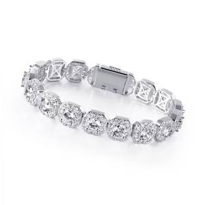 Custom Moissanite Silver Diamond Bracelet Round Brilliant Cut Lab Grown Diamonds Womens Bracelet Everyday Wear Style - Product Image 3