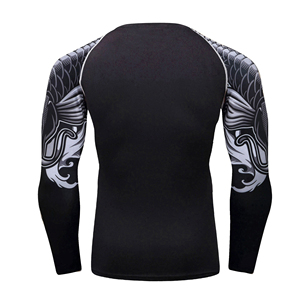 Wholesale Custom Heat-Transfer <b>Printed</b> Breathable Anti-Bacterial 100% Polyester MMA Rash Guard for Men's Short Sleeve <b>Surfing</b> - Product Image 3