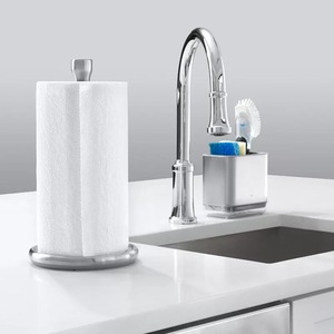 Porte-serviettes rond moderne en métal avec poignée grise et base métallique - Product Image 3