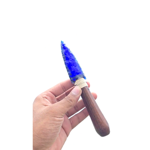 Cuchillo de cristal con mango de obsidiana azul de alta calidad, hoja tallada a mano con punta de flecha, decoración espiritual, decoración para brujas, venta al por mayor - Product Image 3