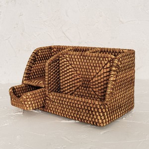 Woven rattan pen holder <b>large</b> pencil case <b>storage</b> <b>baskets</b> multi use desk organiser divided <b>basket</b> - Product Image 1