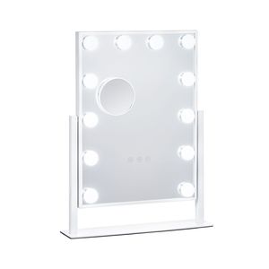 Specchio da Trucco Hollywood con 12 Lampadine Dimmerabili, 3 Modalità di Illuminazione a Colori, Ingrandimento 5X e Specchio Rimovibile - Product Image 1