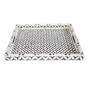 Plateau de service artisanal haut de gamme en bois avec incrustations de os, motif floral traditionnel, pour fruits secs, snacks et boissons, idéal pour la table à manger, Diwali - Product Image 2