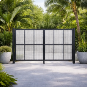 Panneau de clôture en acier gris foncé moderne avec revêtement en poudre pour treillis et portail extérieurs - Product Image 5