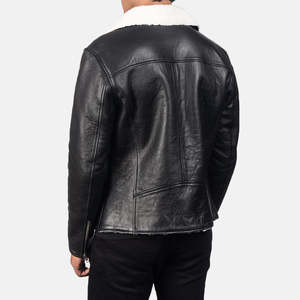 Men's Genuine <b>Leather</b> <b>Biker</b> <b>Jacket</b> With Faux Fur Lining Zipper Closure Winter Wear Slim Fit Moto Style Black - Product Image 5