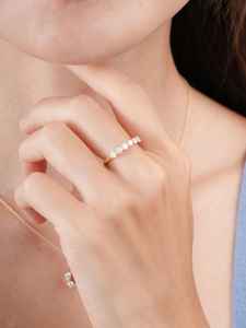 Bague demi-éternité en diamant rond cultivé en laboratoire, or jaune 14 carats pour femmes, alliance de mariage, cadeau de promesse pour petite amie - Product Image 3