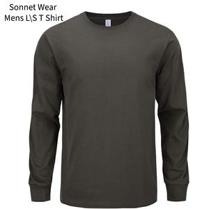 T-shirt décontracté à manches longues pour homme, 100% coton, teint en pièce, 220g, séchage rapide, col rond, coupe ample - Product Image 6