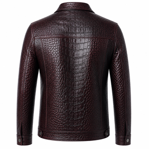 <b>Men's</b> Premium <b>Leather</b> Trucker <b>Jacket</b> Vintage Western Style Genuine Full Grain <b>Leather</b> Modern Luxury Outerwear Fashion - Product Image 2