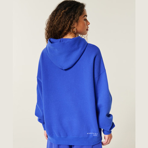 Sweat-shirts et survêtements décontractés oversize à épaules tombantes pour femmes, toutes tailles, personnalisables, en molleton de coton bleu roi - Product Image 2