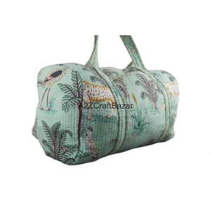 กระเป๋าผ้าฝ้ายแท้ 100% ทำมือ แบบควิลท์ วินเทจ ขนาดใหญ่ เปิดปิดด้วยซิป เป็นมิตรกับสิ่งแวดล้อม ใช้ได้หลากหลาย สำหรับเดินทาง ช้อปปิ้ง ใช้ในชีวิตประจำวัน และไปเที่ยวชายหาด - Product Image 3