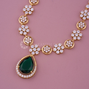 Ensemble de collier élégant avec diamants ronds de laboratoire, bijoux fins pour femmes, provenant d'un fournisseur indien. - Product Image 1