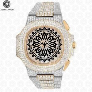 Montre de luxe Charm_Jewells avec diamants, boîtier en acier inoxydable 40 mm, chronographe mécanique analogique, montre de mode pour homme, étanche 10 bars - Product Image 2