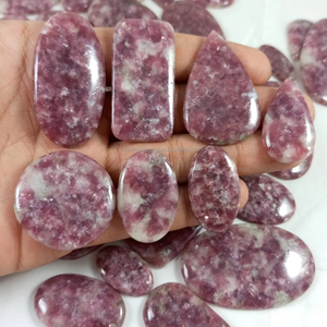 Pierres précieuses en vrac de qualité supérieure, cabochons en lepidolite rose, cristaux naturels, lot en gros - Product Image 5