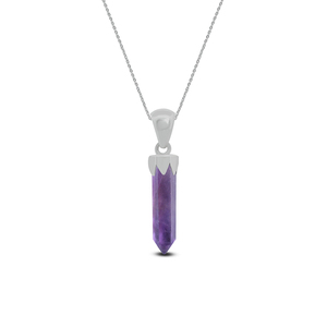 Premium 925 Sterling Silver Fine Pendant & Charm Amethyst Gemstone Pencil Cut <b>with</b> Spring <b>Lock</b> Bezel Setting Pack Of 6 - Product Image 3