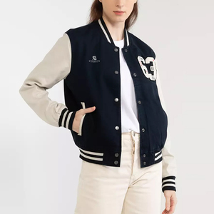 <b>Womens</b> Letterman Varsity Jacket Custom Patch Wool Body Leather Sleeves College Baseball <b>Coat</b> <b>for</b> Winter 2026 - Product Image 1