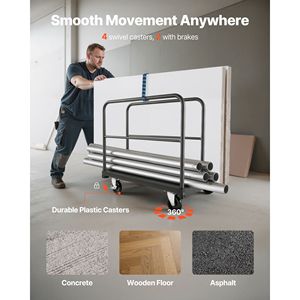 Carrello per Cartongesso in Acciaio con Capacità di Carico di 816 Kg, Ruote Girevoli da 5 Pollici e Piattaforma 91 x 61 cm - Product Image 4