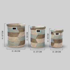 Handcrafted Natural Straw Laundry <b>Basket</b> <b>Lid</b> Handmade Storage <b>Basket</b> Wholesale eco-friendly Made Viet Nam - Product Image 2