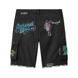 Manufacturer Custom Eco-Friendly Quick Dry Utility Pocket <b>Camo</b> Distressed <b>Cargo</b> Jeans Raw Edge <b>Men</b> <b>Cargo</b> Shorts Denim - Product Image 5