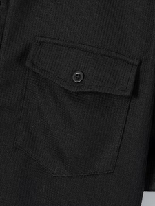 Men's Customized Black Solid Short Sleeve Polo Shirt Set Pockets Matching Pants Casual Knitted Cotton Breathable Summer Wear - Product Image 4