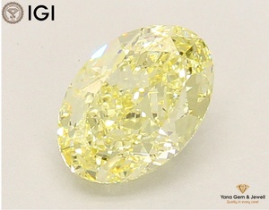 Diamant de laboratoire cultivé CVD de forme ovale avec certificat IGI, 1,50 carat, couleur jaune vif fantaisie, clarté VVS2, pour bague solitaire, cadeau - Product Image 1